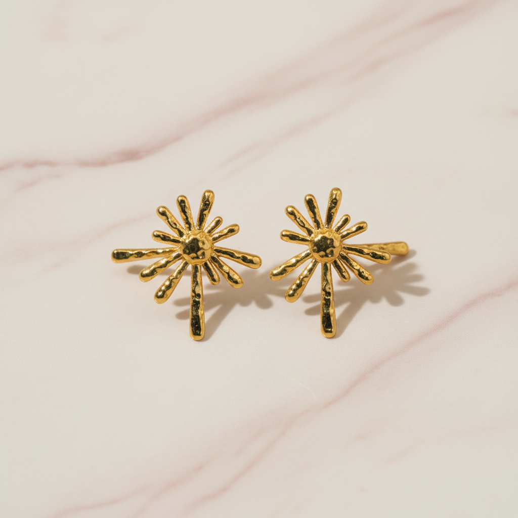Gold sunburst earrings