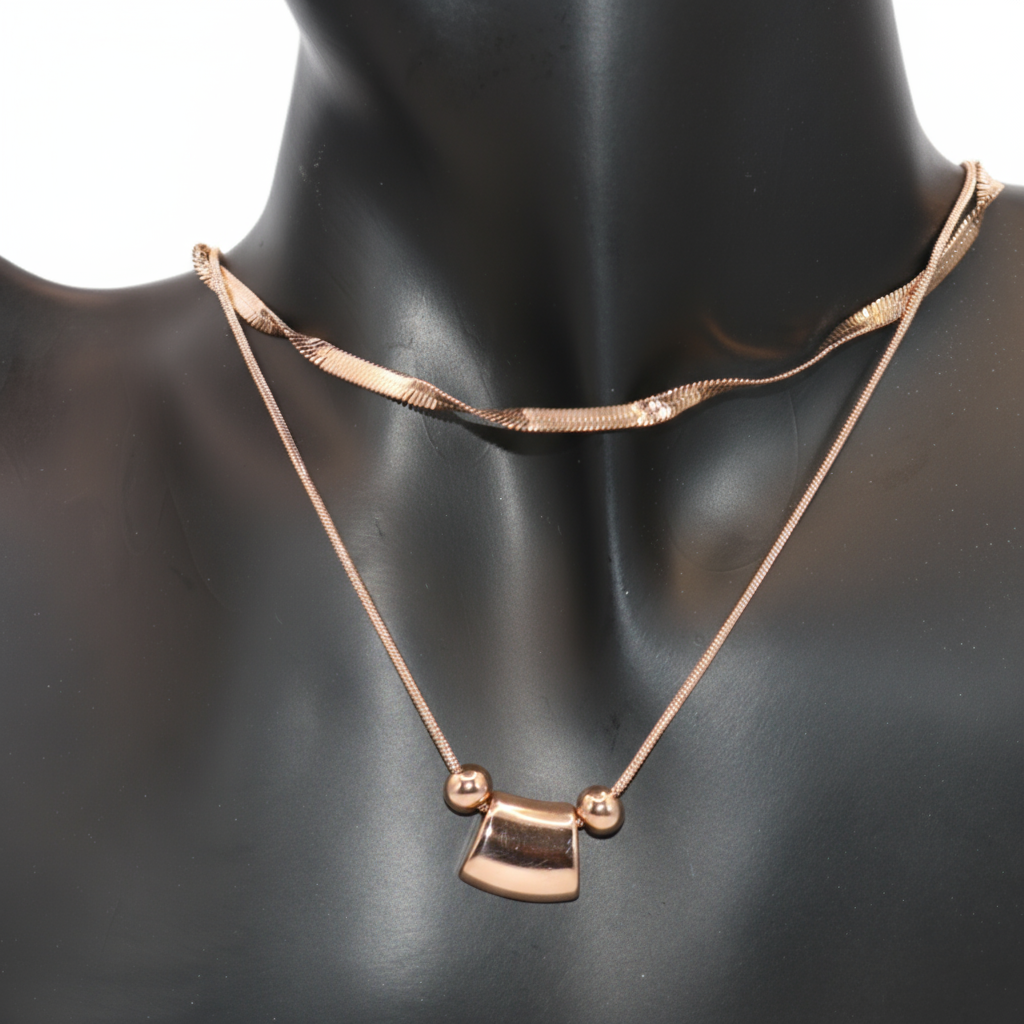 double layer rose gold necklace