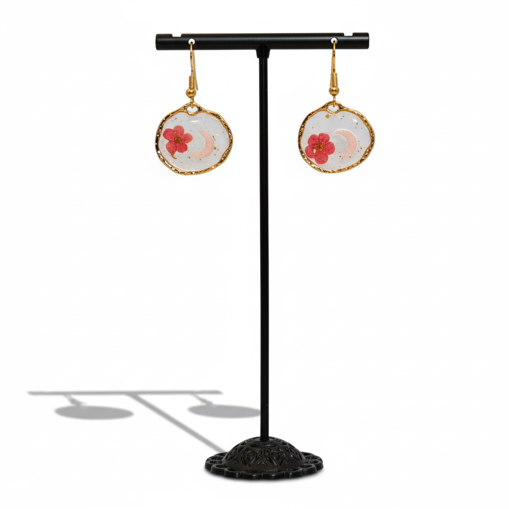 Real Pressed Flower Resin Dangle Earrings