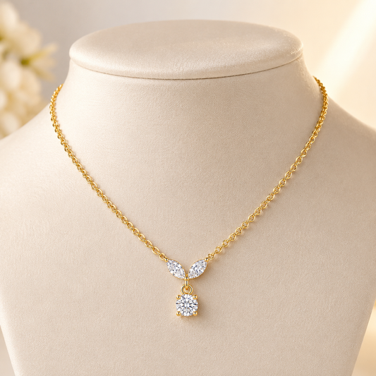 Elegant 18K Gold Plated Zircon Necklace – Waterproof & Non-Tarnish