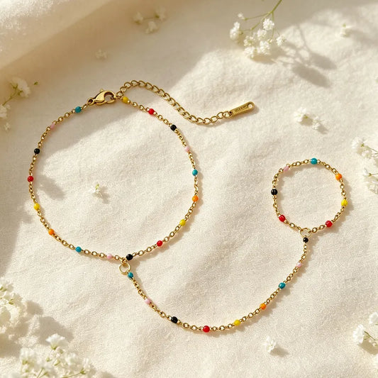 Rainbow Mirage - 18K Gold Plated Hand Chain