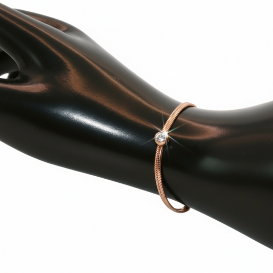 Rose gold bracelet with a diamond