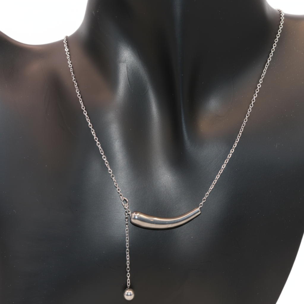 Silver necklace with a bar pendant