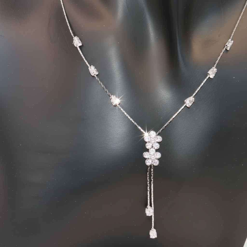 Elegant silver necklace with stones