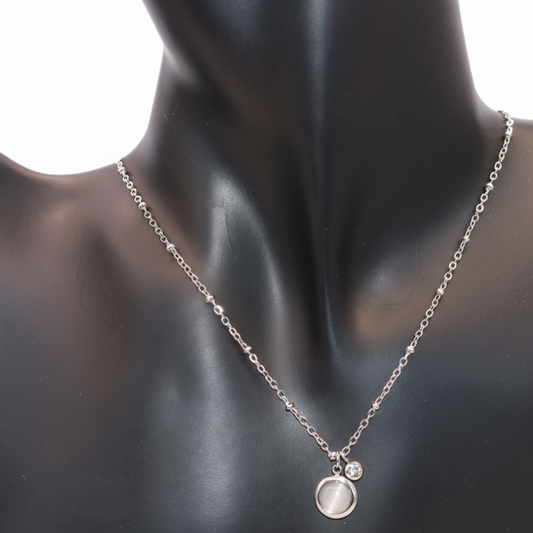 silver necklace with grey pendant