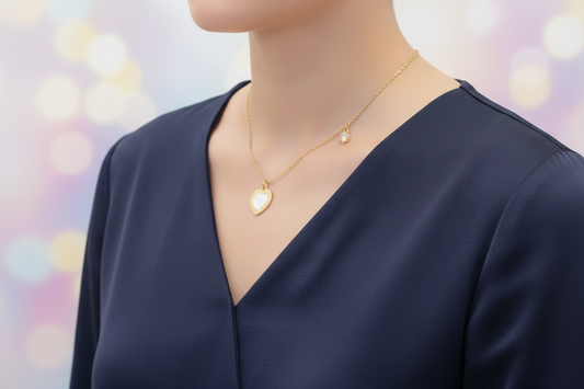 Gold necklace with a heart-shaped pendant