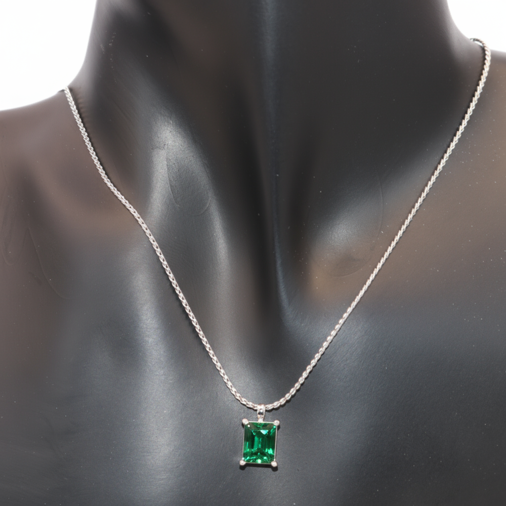 Necklace with a green gemstone pendant