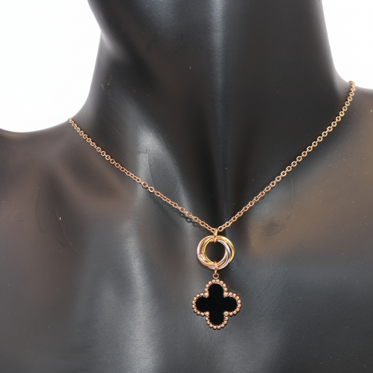 Necklace with a black clover Petal pendant
