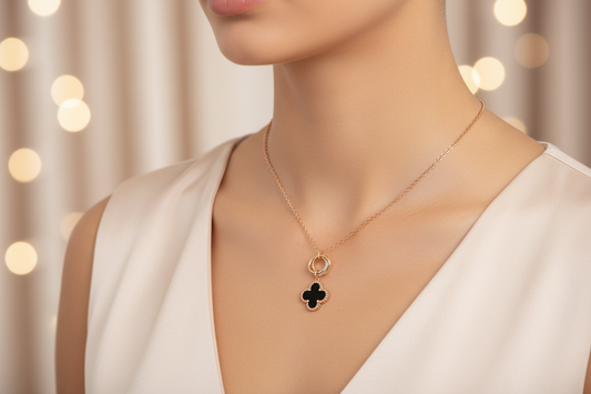Necklace with a black Petal pendant
