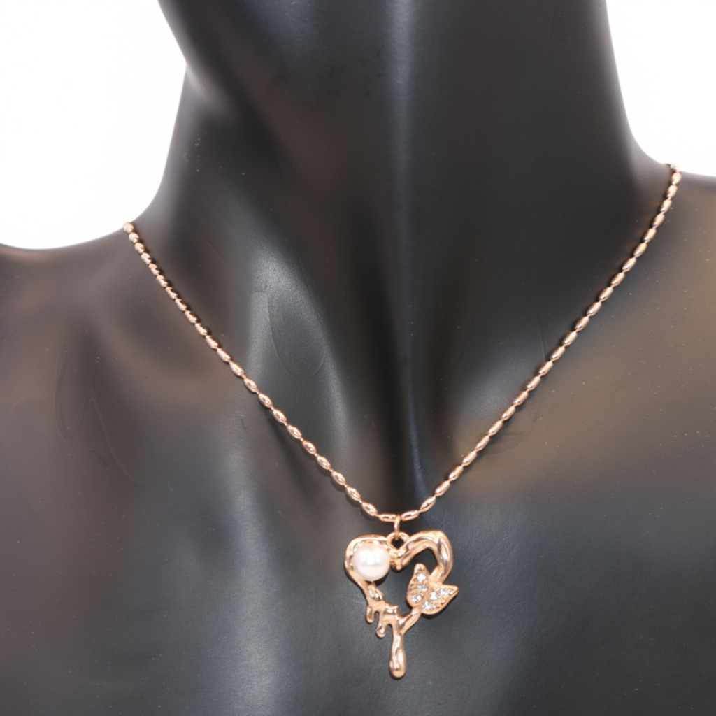 Rose-Gold necklace with open heart pendant