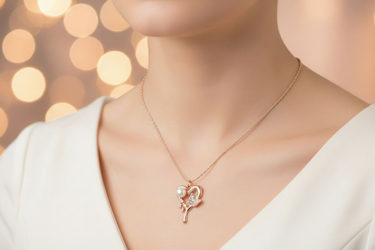 Rose-Gold necklace with open heart pendant
