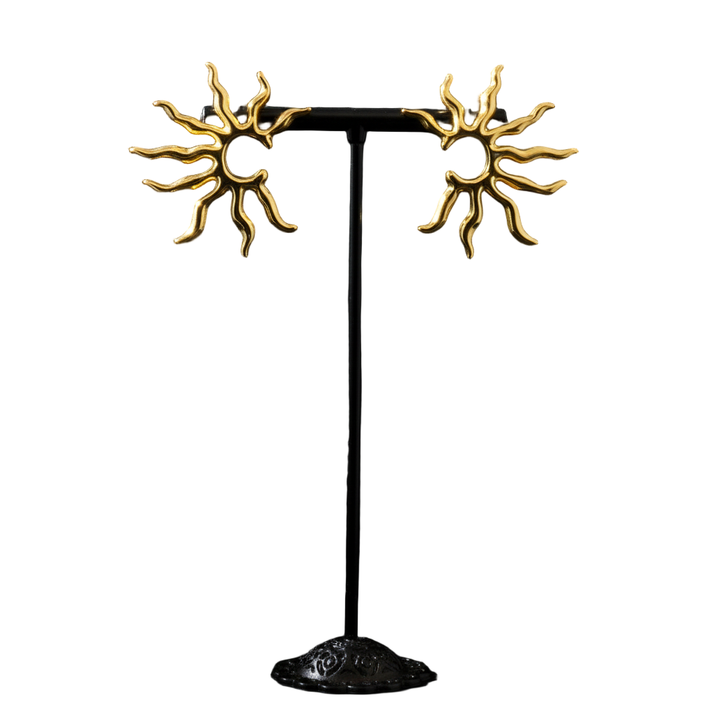 Gold sun-shaped earrings