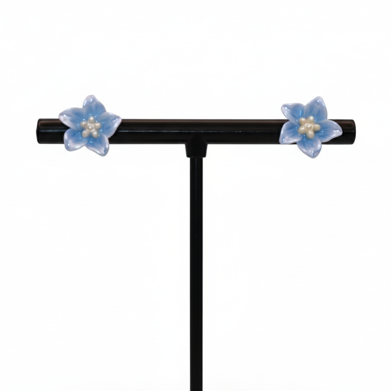 Pair of blue flower earrings