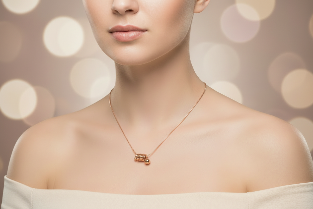 Rose Gold necklace with a unique clasp design