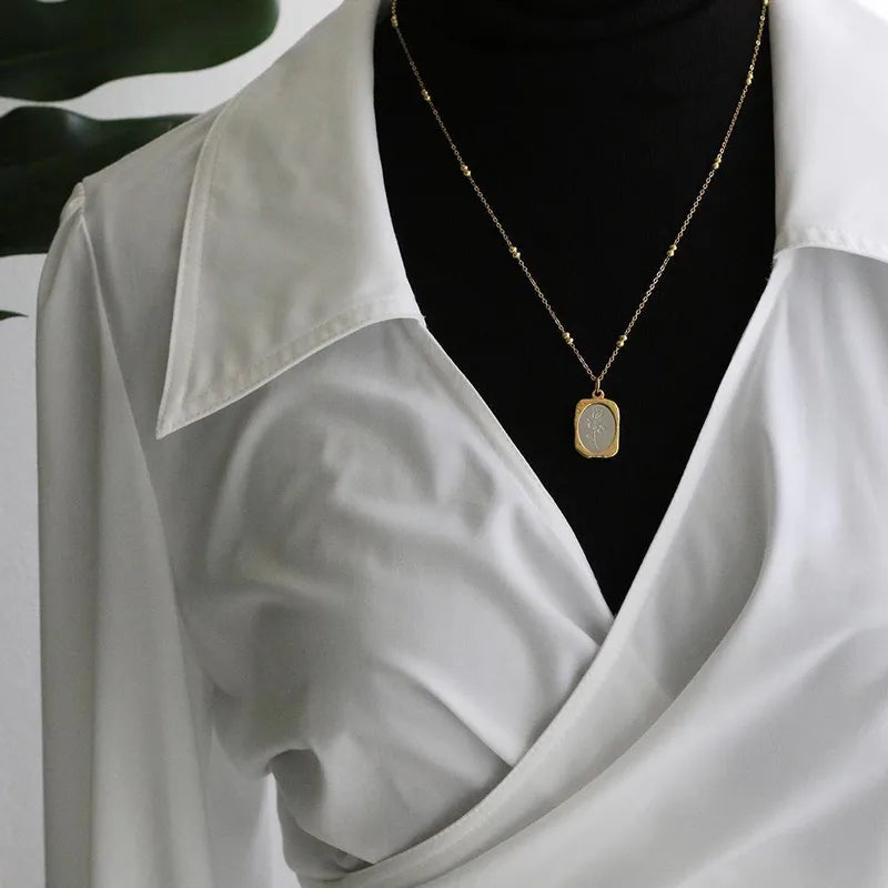 Vintage - Rose Petal Necklace - 18K Gold Plated Necklace