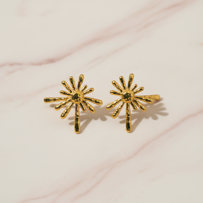 Gold sunburst earrings 