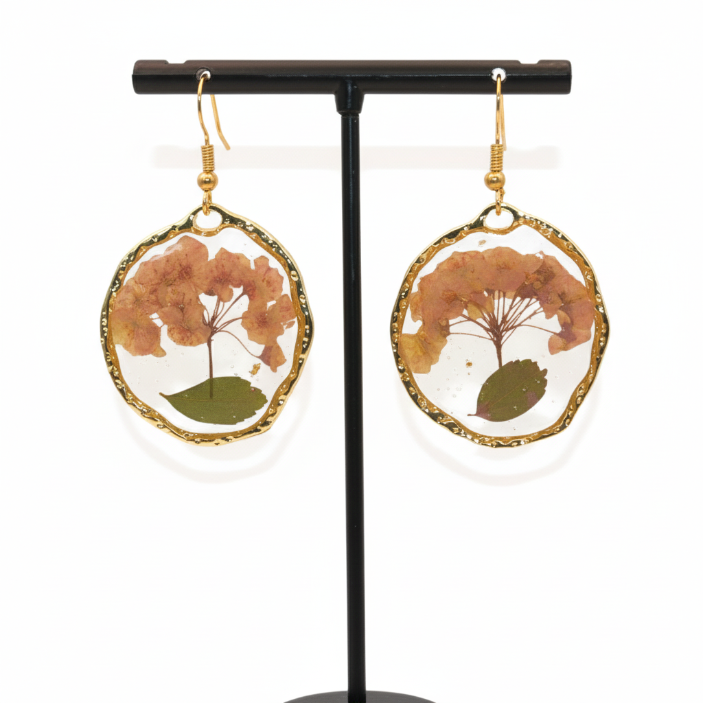 Real Pressed Flower Resin Dangle Earrings