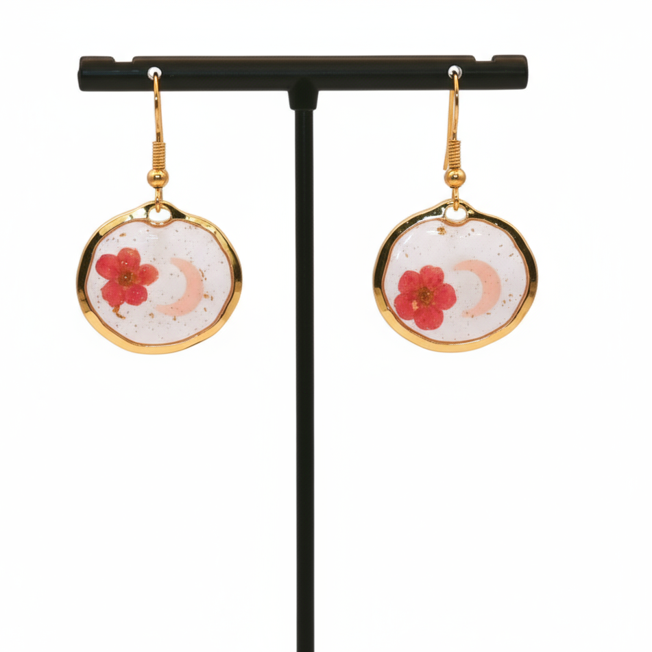 Real Pressed Flower Resin Dangle Earrings