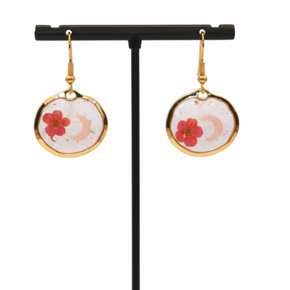 Real Pressed Flower Resin Dangle Earrings