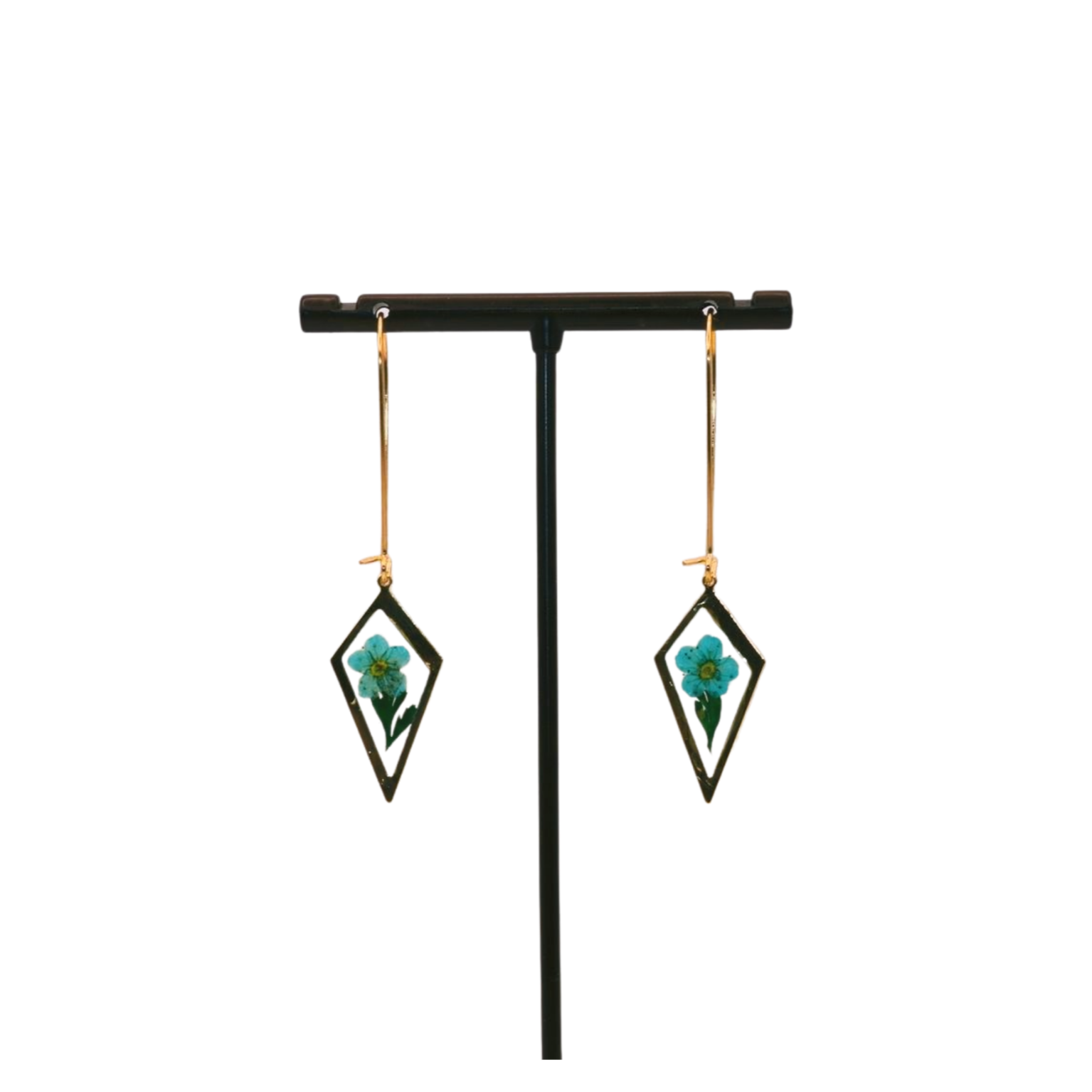 Green preserved flower earings