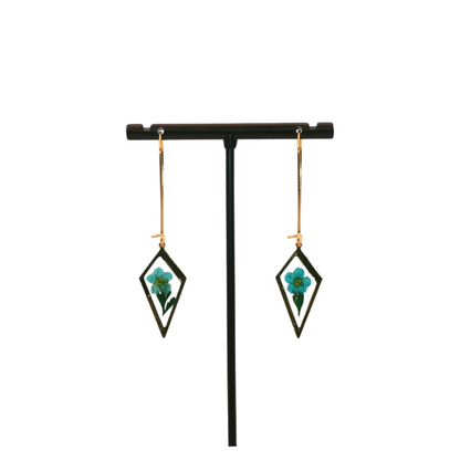 Green preserved flower earings