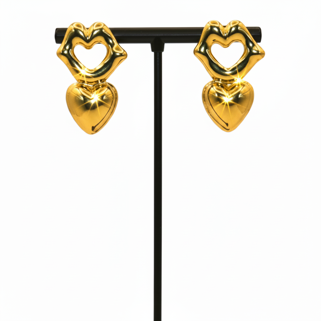 Gold heart-shaped earrings