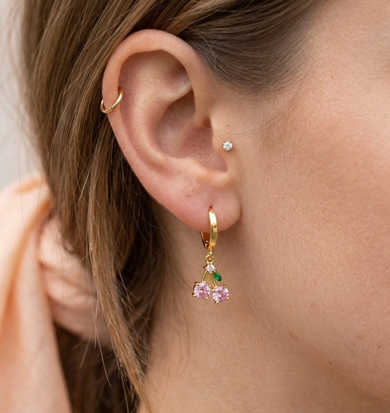 Blushberry Charm Hoops