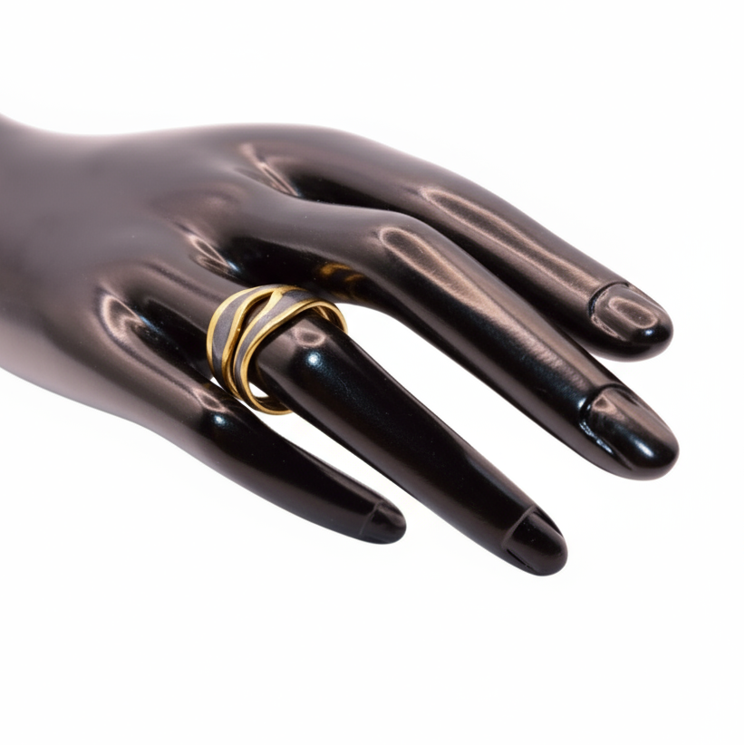 Unique black Ring Gold Design