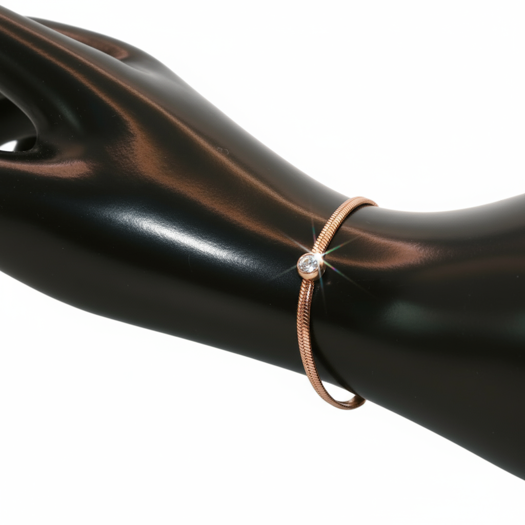 Rose gold bracelet with a diamond 