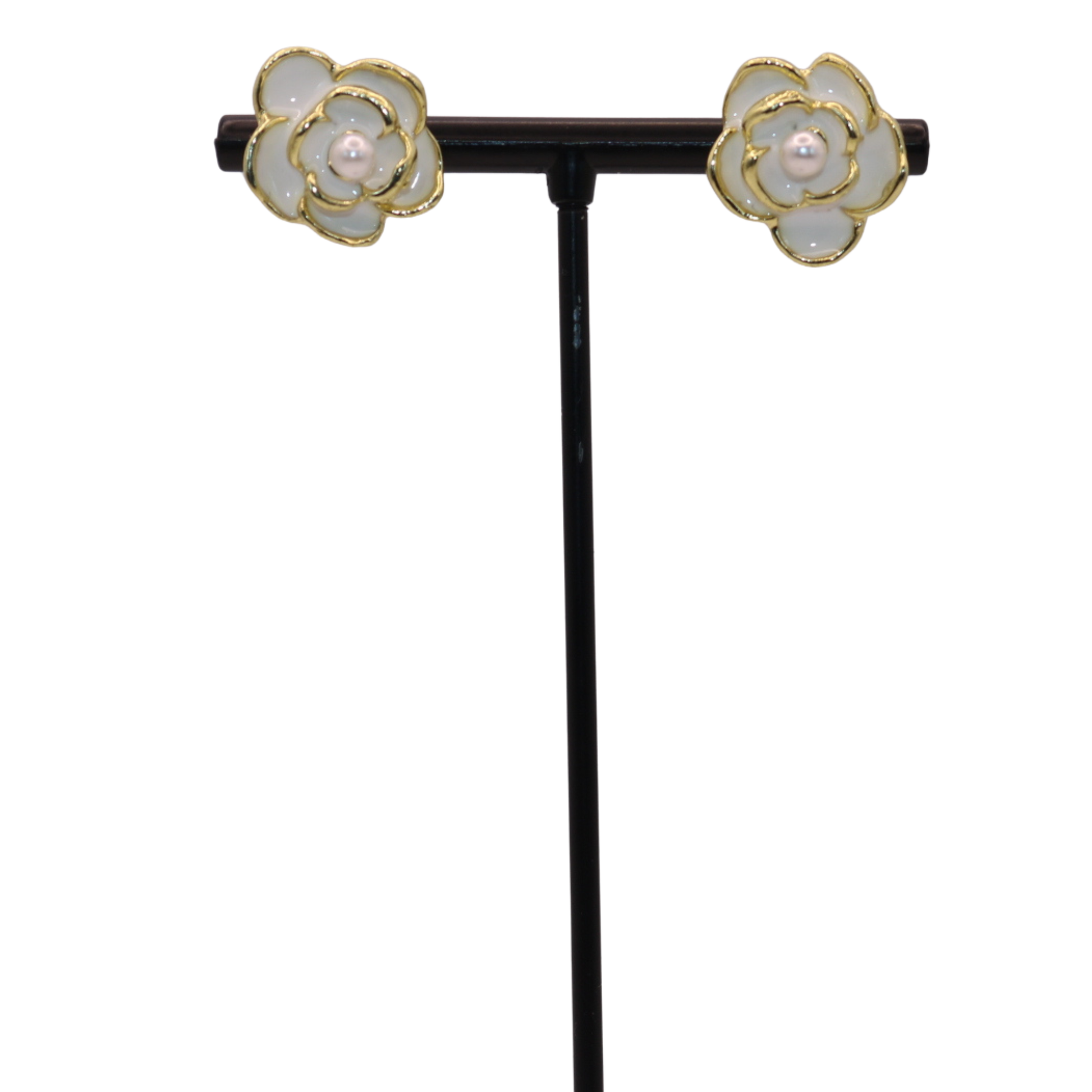 White Flower Earings