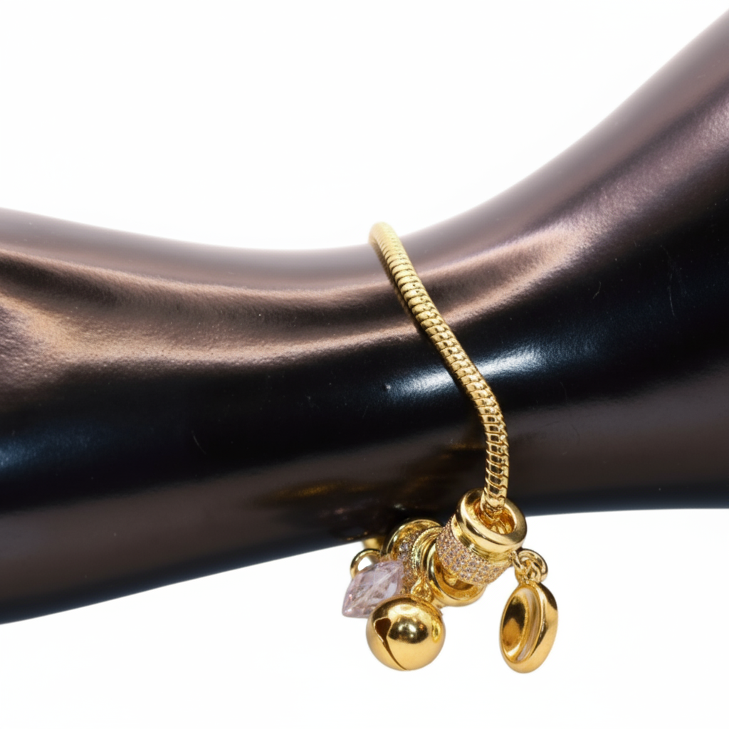 Gold bracelet with White charms 