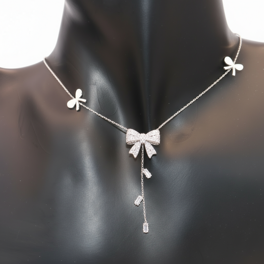 Silver Necklace with bow pendant