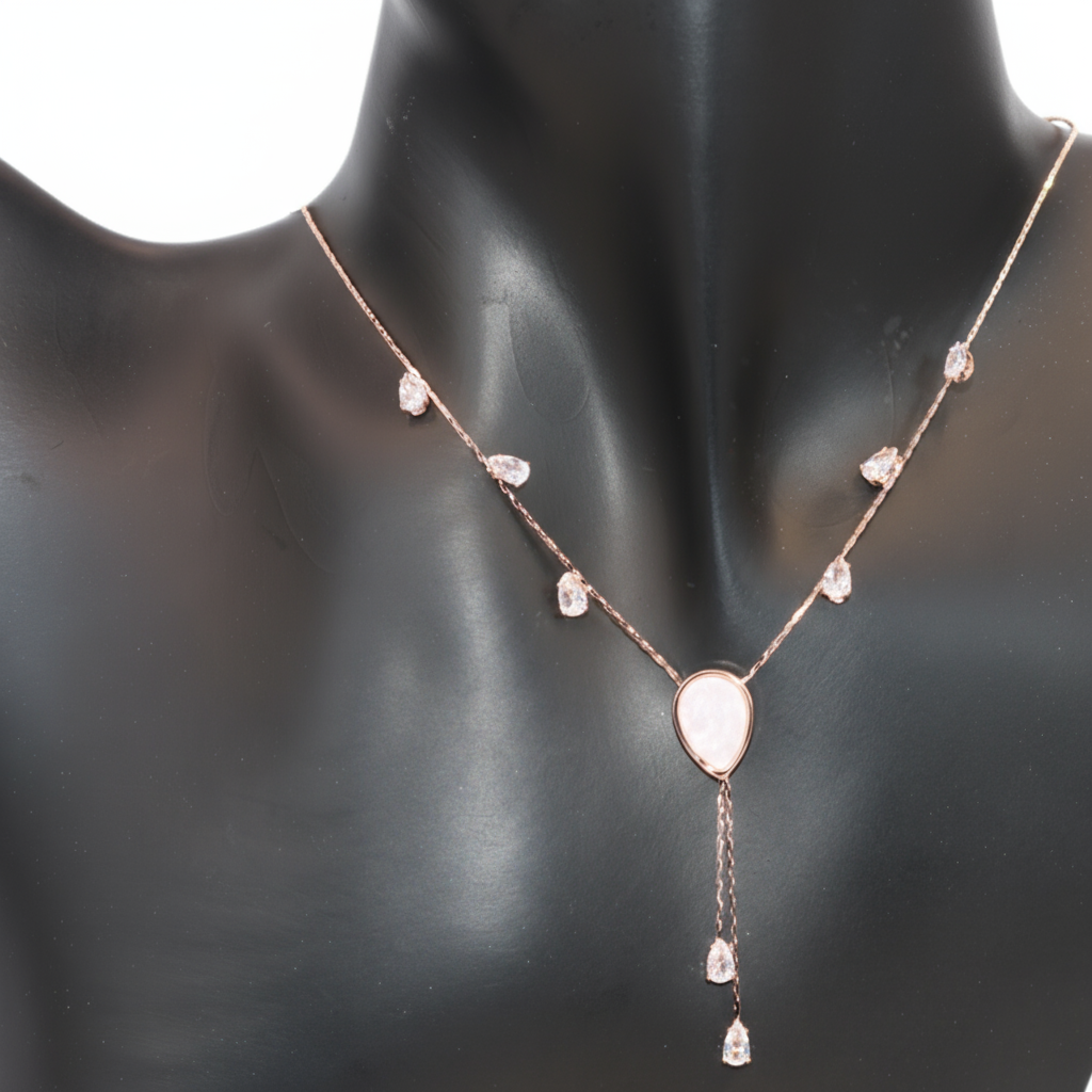 Rose Gold necklace White pendant