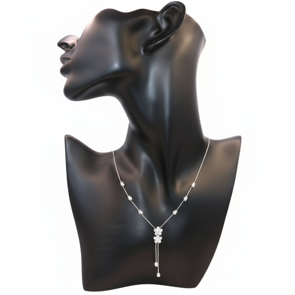silver necklace with elegant stones