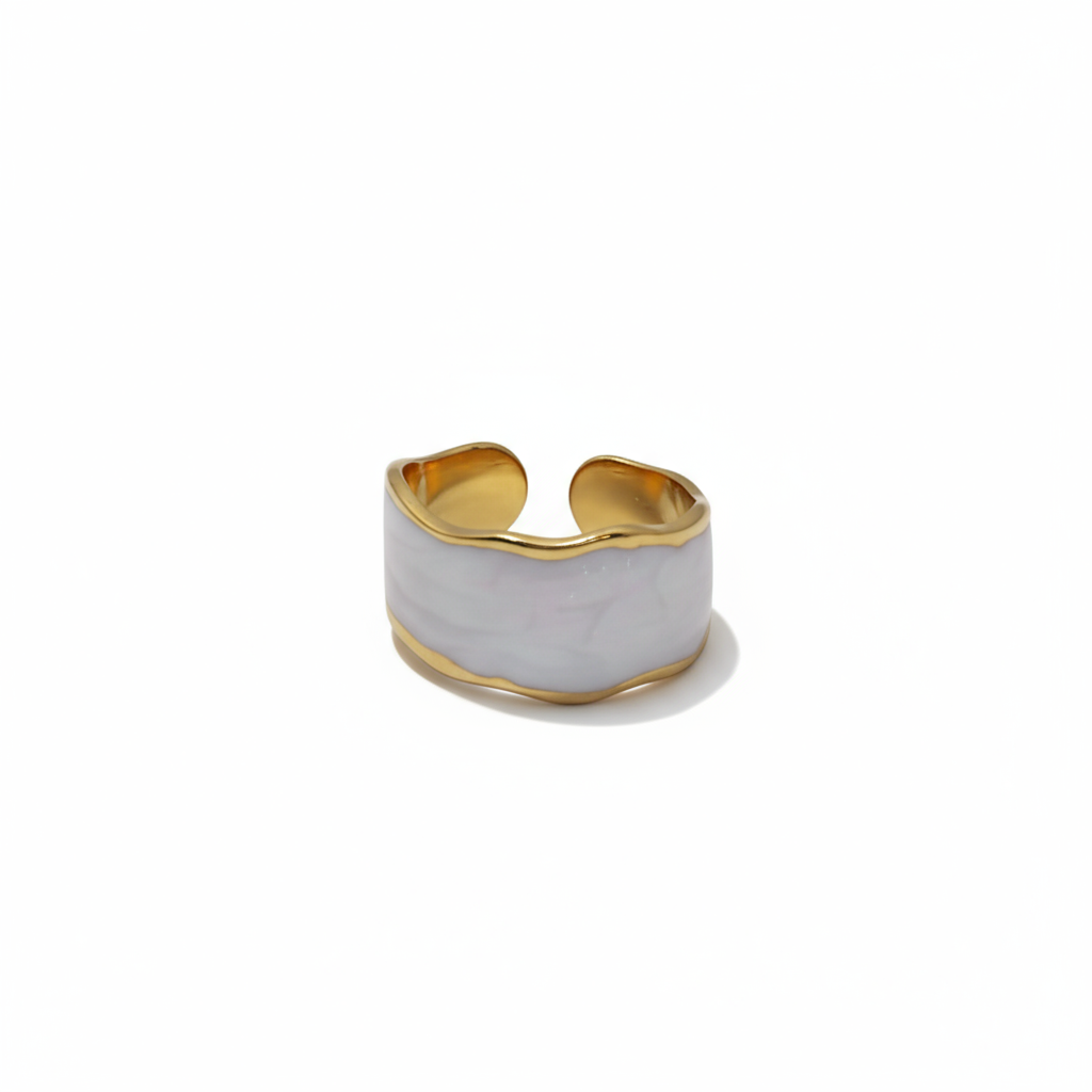 Gold and white ring 