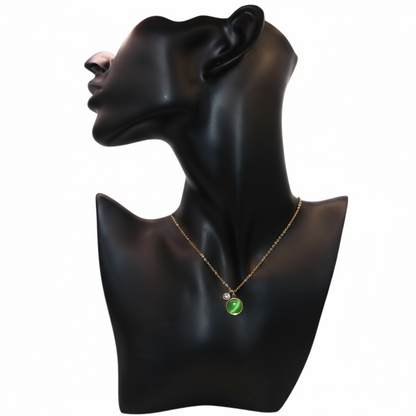 Gold Necklace  with green pendant