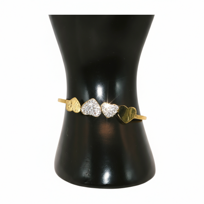 Gold Bangle with  stone heart