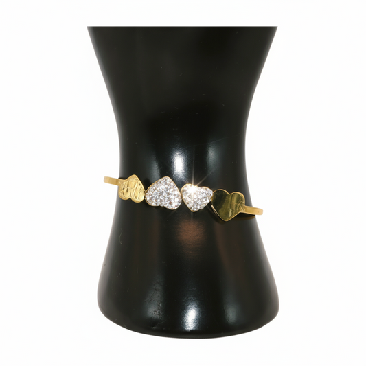 Gold Bangle with  stone heart