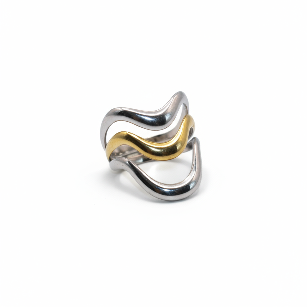 Two-layered ring with gold and silver 
