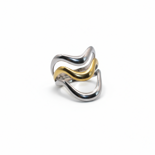 Two-layered ring with gold and silver 
