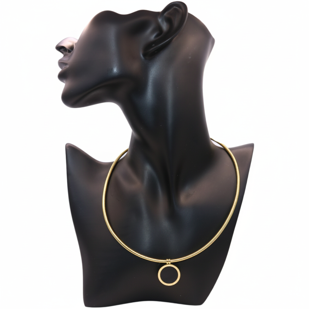 Gold necklace with black pendant