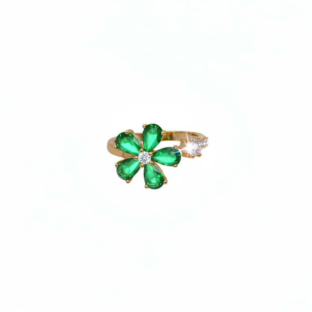 Green floral ring