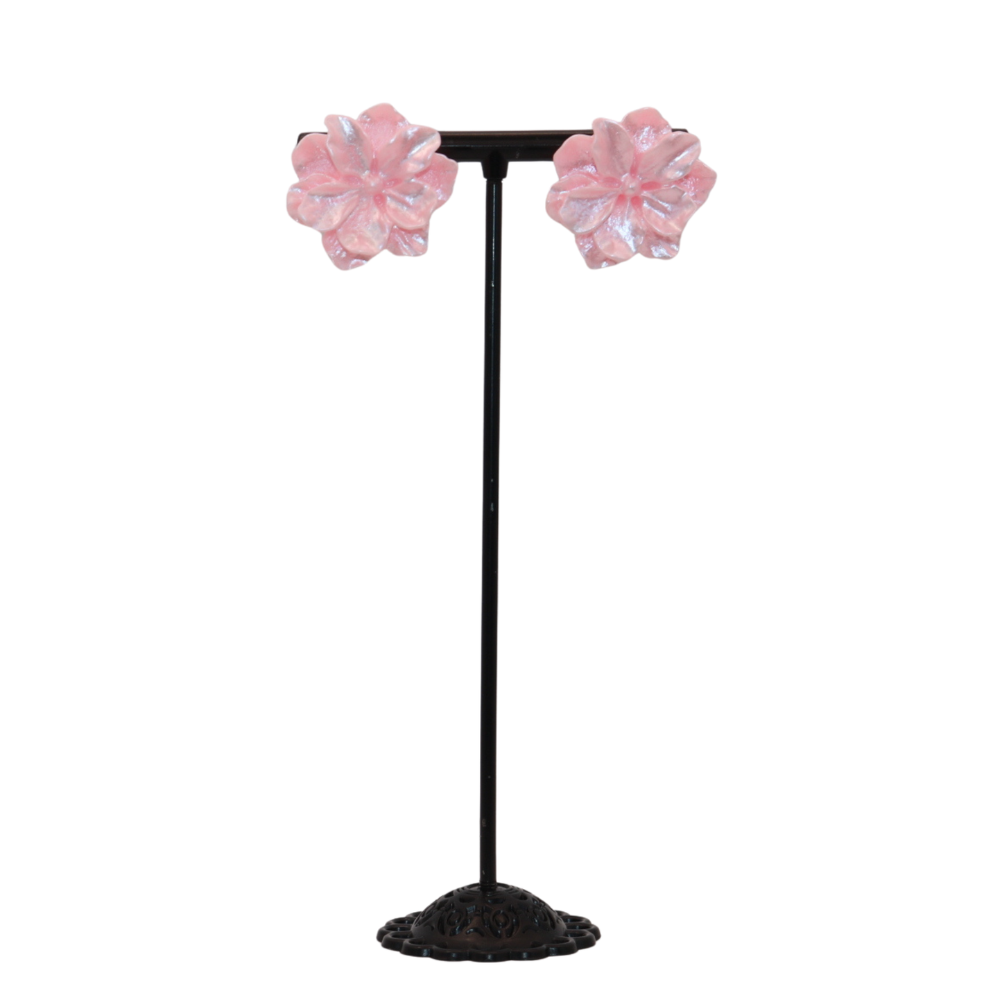 Pink Flower Stud Earings