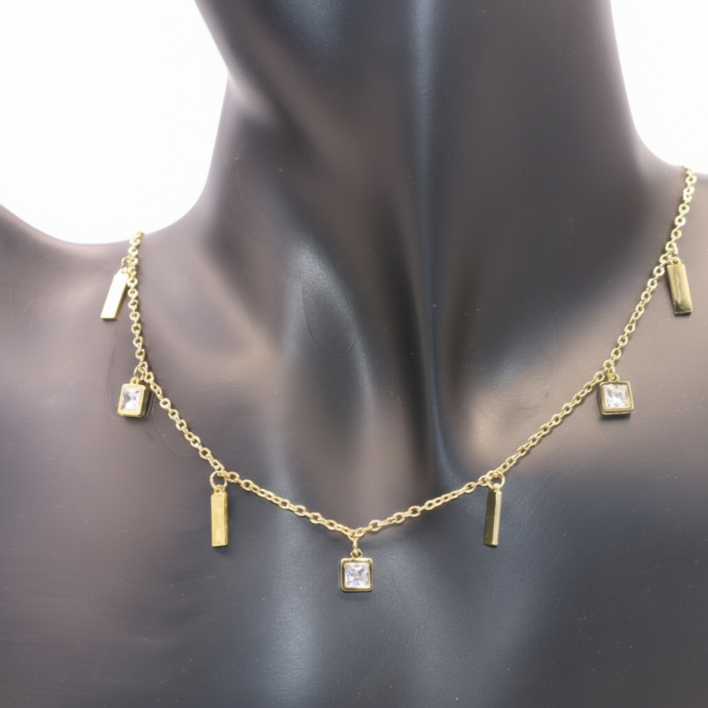 Gold necklace with  mulitple Stones
