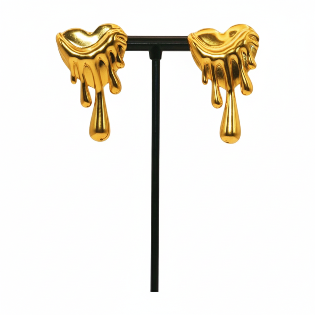 Gold heart-shaped earrings 