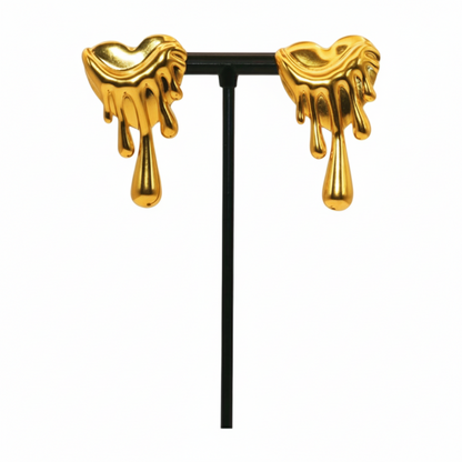 Gold heart-shaped earrings 