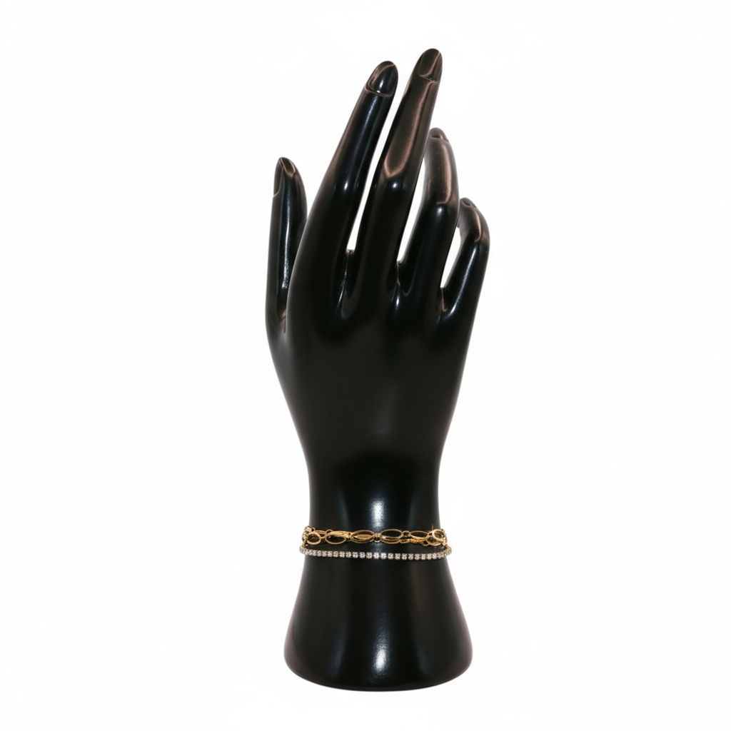 Gold bracelet with stones and beads