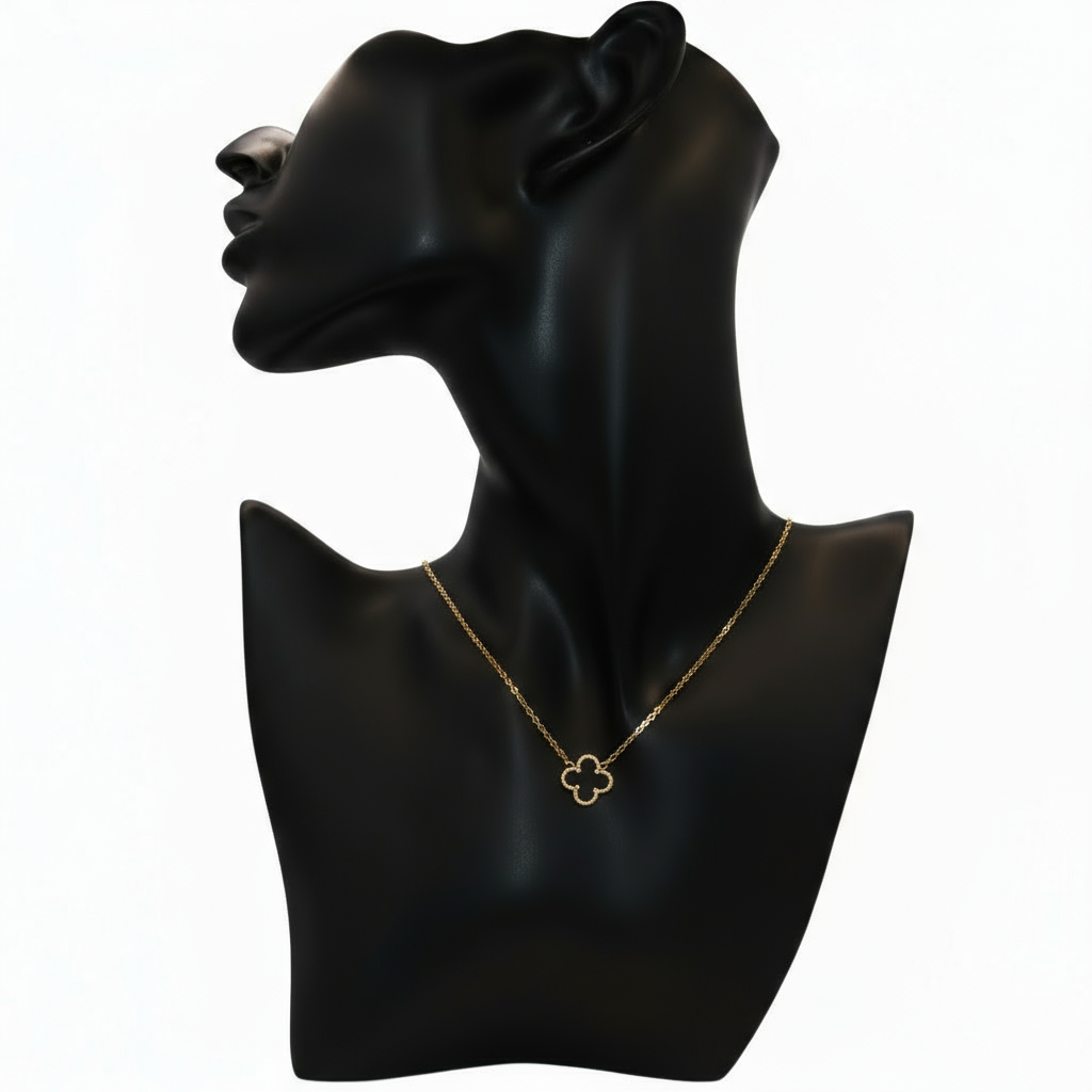 gold necklace with Black clover