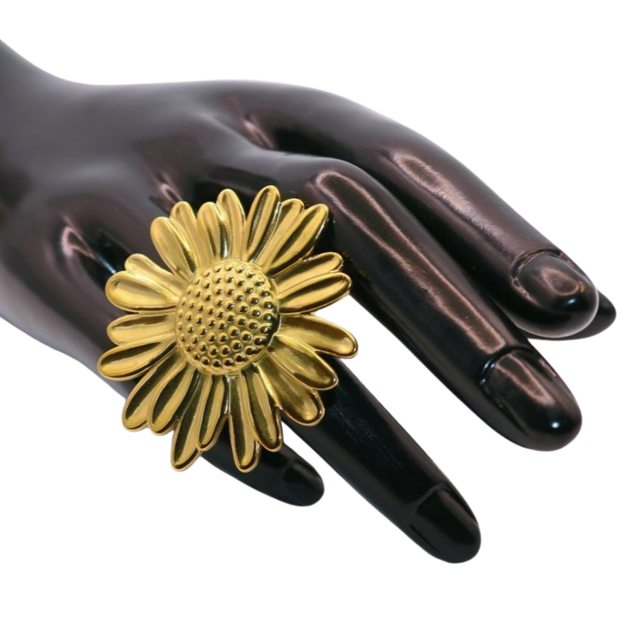 Bold Gold Sunflower Ring