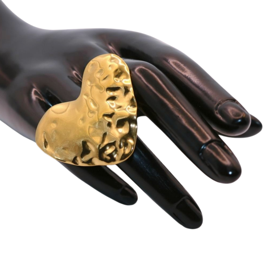 Bold Gold Heart Shaped Women Ring